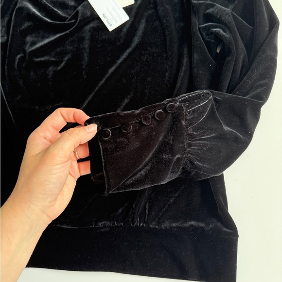 Anthropologie BTFL-life Velvet Velour Pullover Blouse Black Sz XL Dark Feminine - Picture 6 of 12
